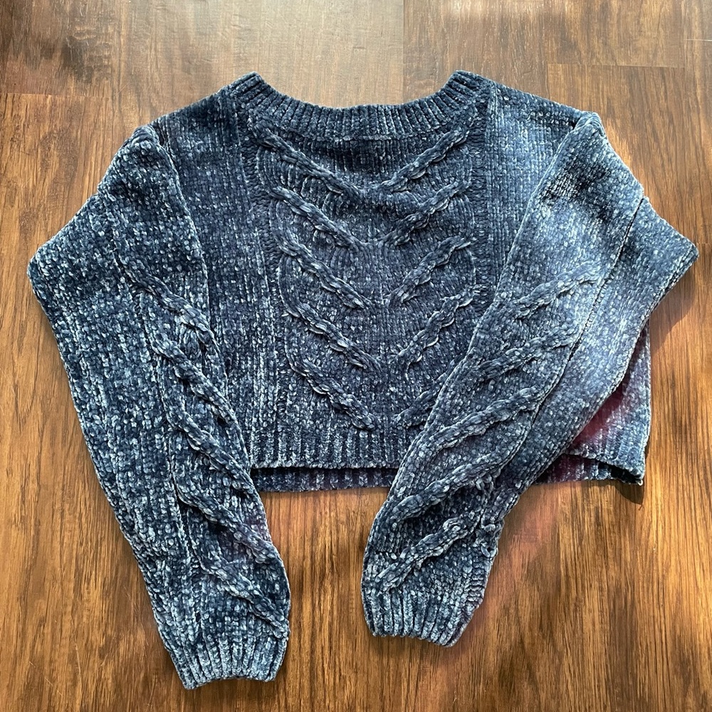 Bongo Blue Knitted Cropped Sweater